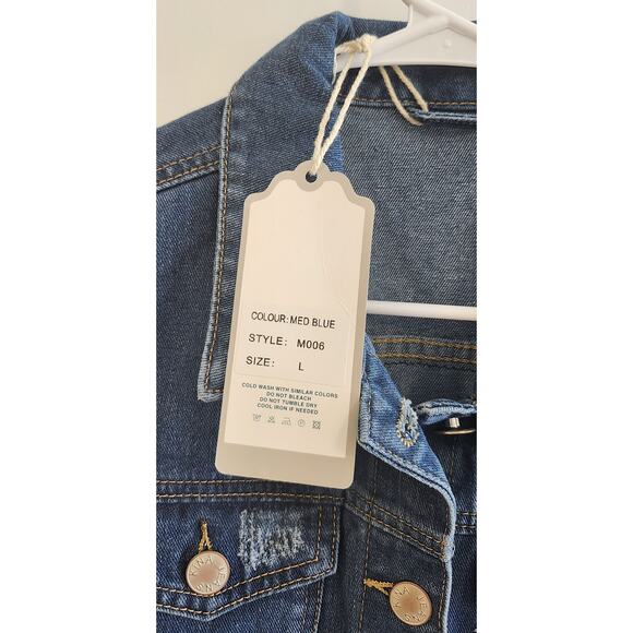 Kina Women's Custom Denim Jacket Hand Paint & Patchwork, Size L - Picture 3 of 5